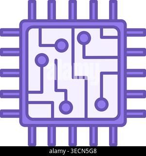 Colored Processor Icon. Semiconductor Processor Chip. Printed circuit board. Technology Concept Stock Vector