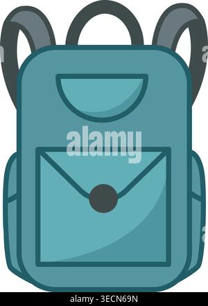 Cartoon School Backpack. Education and Study. Vector Illustration of a Backpack for Educational Supplies. Backpack for schoolchildren and students Stock Vector
