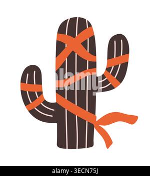 Halloween Cactus icon in doodle cute style Stock Vector