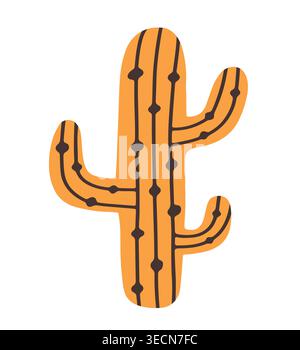Cactus icon illustration in doodle cute style Stock Vector