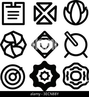 Vector icons set of simple objects and symbols Stock Vector
