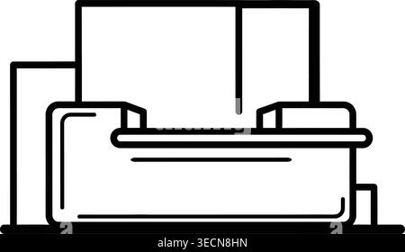 Black line drawing of weight lifting gym equipment Stock Vector