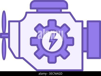 Colored Engine Icon. Vector Icon of Motor and Gear. Part of an Automotive Vehicle. Car service concept Stock Vector