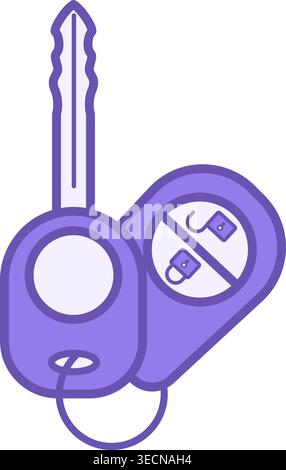 Colored Car Key Icon. Vector Icon of Vehicle Keys. Security Alarm System. Car Service Concept Stock Vector