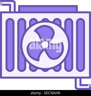 Radiator Color Icon. Vector Icon of Heater with Cooler. Vehicle Detail. Car service concept Stock Vector