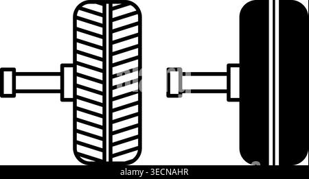 Aliment Wheel Icons. Black and White Vector Car Wheel Icons. Car service concept Stock Vector