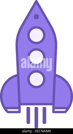 Colored Rocket Icon. Vector Icon of Rocket Taking Off. Space Travel. Registration of the Project Launch. Symbol of Creative Idea Stock Vector
