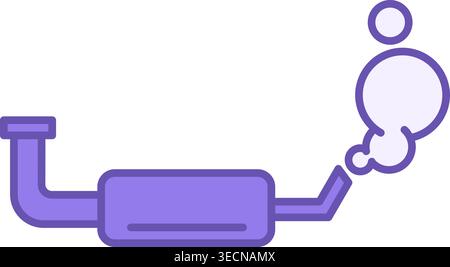 Exhaust Color Icon. Vector Icon of Car Exhaust Pipe. Car service concept Stock Vector