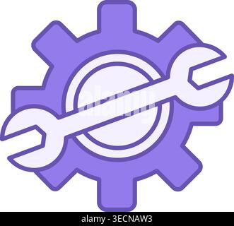 Colored Service Icon. Vector Icon of Gear and Wrench. Service Tools. Car service concept Stock Vector