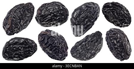 Dried prunes isolated on white background with clipping path Stock Photo