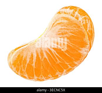 Peeled mandarin piece isolated on white background Stock Photo