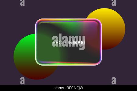 Abstract glowing frame with vibrant gradient colors and geometric shapes. Modern design element. Vector illustration Stock Vector