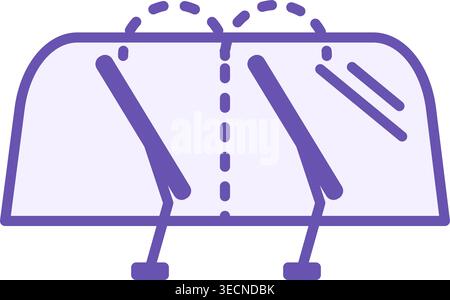 Colored Icon Wiper. Vector Icon of Car Windshield with Two Windshield Wipers. Car service concept Stock Vector