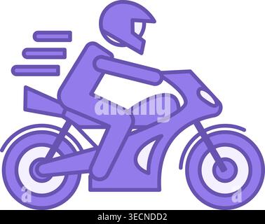 Colored Motorbike Icon. Vector Icon of a Man in a Helmet Riding a Modern Motorcycle. Sports Racing. Urban Transport Concept Stock Vector