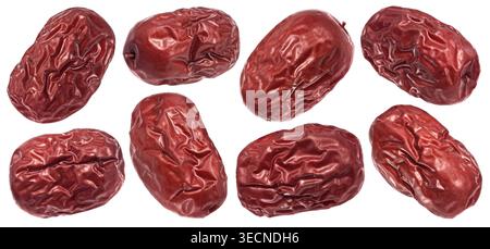 Dried jujube dates isolated on white background with clipping path Stock Photo