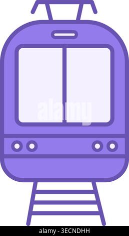 Colored Tram Icon. Light Rail Transport Vector Icon. Front view Stock Vector
