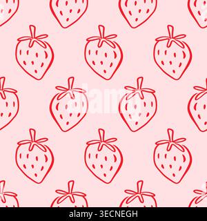 Seamless strawberry pattern vector background Stock Vector