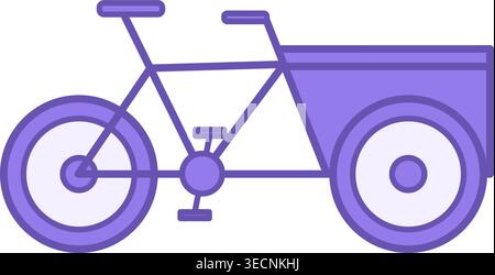 Cargo Bike Colored Icon. Vector Icon of Delivery Bicycle with Shipping Box for Business. Traditional Pedicab, Courier Delivery. Transport Concept Stock Vector