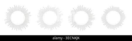 Circular sound waves. Vector music equalizer and sound wave. Radial rhythmi spectrum designs. Spectral radial shapes. Radio wave oscillations.  Stock Vector
