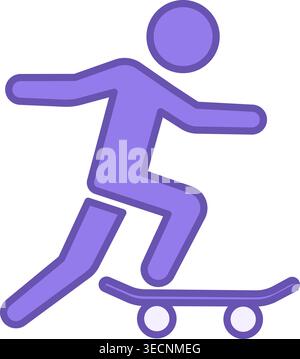 Colored Skateboard Icon. Vector Icon of Man Riding a Skateboard. Skateboarder. Sports and Entertainment Concept Stock Vector