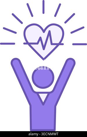 Wellness Colored Icon. Vector Icon of a Positive Person With a Healthy Heart. Healthy Lifestyle Concept Stock Vector