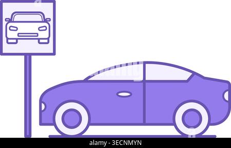 Parking Icon Color. Vector Icon. Road Sign and Car. Temporary Stop of Vehicle. Road Concept Stock Vector
