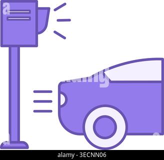 Purple Speed Camera Icons. Professional set of speed camera icons in a modern flat style. Minimalist vector graphics for traffic control, road safety Stock Vector