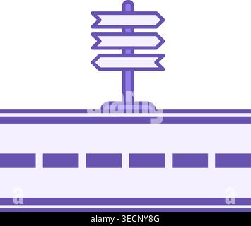 Colored Way Icon. Vector Icon. Highway and Arrows Sign. Road Sign Indicating Direction To Driver. Roads Concept Stock Vector