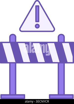 Colored Icon Barrier. Vector Icon. Fence and Danger Sign. Obstacle on the Way, Warning. Roads Concept Stock Vector