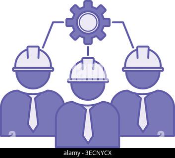 Colored Engineers Icon. Vector Illustration. People in Construction Helmets and Gear. Engineering Concept Stock Vector