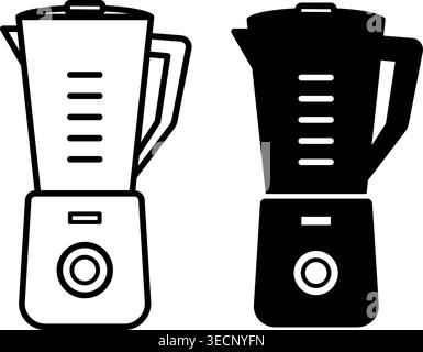 Blender Icons. Black and White Vector Illustration. Kitchen Appliance for Chopping and Whipping Products. Household Appliances Concept Stock Vector