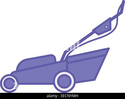 Colored Lawn Mower Icon. Vector Illustration. Grass Cutting Machine. Household Appliances Concept Stock Vector