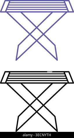 Clothes Dryer Icons. Vector Illustration. Portable Frame For Drying Washed Clothes. Household Appliances Concept Stock Vector