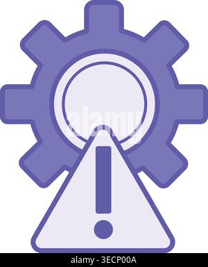 Colored Troubleshoot Icon. Vector Icon. Gear and Warning Sign. Technical Equipment Problem Solving. Repair Concept Stock Vector