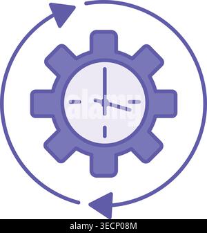Colored Restore Icon. Vector Icon. Gear, Clock, and Rotating Hands. Restore to Original Condition. Repair and Service Concept Stock Vector