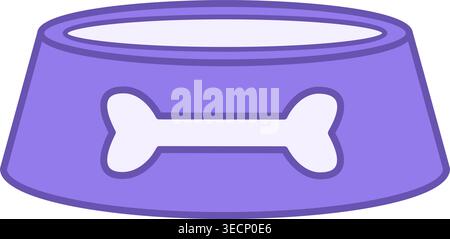 Pet Bowl Color Icon. Vector Icon. Food Bowl with Bone Drawn. Dog Feeding Accessory. Pet Concept Stock Vector