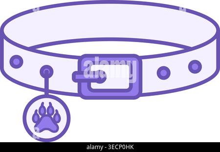 Dog Collar Color Icon. Vector Icon. Collar with Keychain. Dog Walking Accessory. Pet Concept Stock Vector