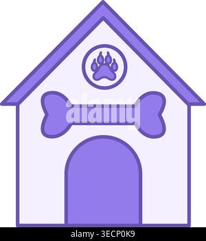 Colorful Pet House Icon. Vector Icon. Dog House with Paw and Bone. The Place for Pet to Sleep Stock Vector
