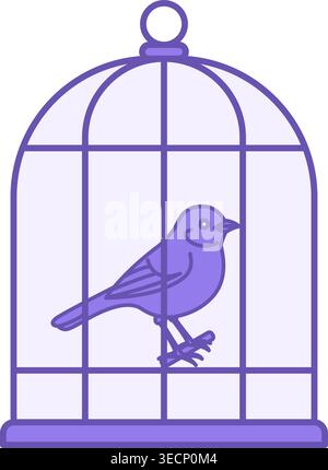 Colored Birdcage Icon. Vector Icon of Domestic Bird. Pet Concept Stock Vector