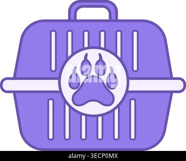 Colored Icon Pet Carrier. Vector Icon. Cage for Carrying a Cat or Dog. Bag for Moving Pets Stock Vector