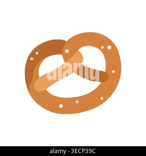 Hand-drawn food illustration of pretzel isolated on white background for packaging, menu, cafe, bakery, grocery shop Stock Vector
