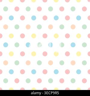Cute pastel polka dot seamless pattern with small colorful circles on light background, simple repeating design perfect for fabric, wallpaper, wrappin Stock Vector
