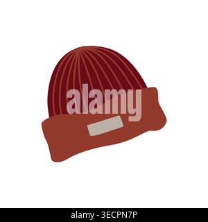 Hand-drawn illustration of warm seasonal clothes, winter hat isolated on white for packaging, fall or winter vibes cozy projects Stock Vector