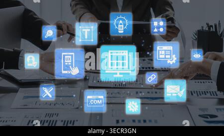 The concept of website design focuses on user experience and functionality. Good website design combines creativity with technology to build an Stock Photo