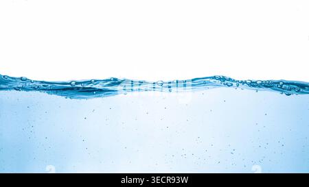 Clean blue water creating a refreshing wave against a white background Stock Photo