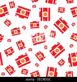 retro camera with red color seamless pattern Stock Vector