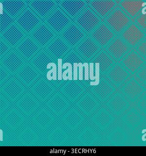 Modern Cyan and Blue Halftone Diamond Pattern Background, Elegant Geometric Dotted Gradient Texture for Digital Wallpaper and Graphic Design Projects Stock Vector