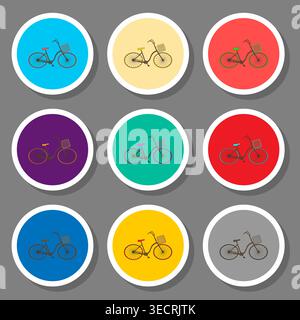 Illustration on theme set symbols for beautiful retro bicycle, logo retro bicycle consisting of flat design with elements mobile web apps, modern info Stock Vector