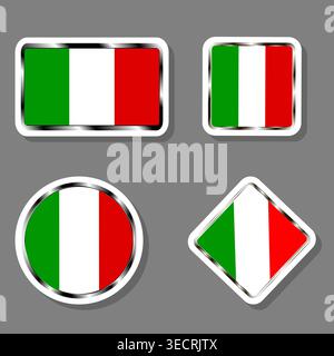 Illustration on theme set beautiful symbols for colorful state flag Italy, logo state flag Italy consisting of flat design with colored elements, mode Stock Vector