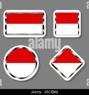 Illustration on theme set beautiful symbols for colorful state flag Indonesia, logo state flag Indonesia consisting of flat design with color elements Stock Vector
